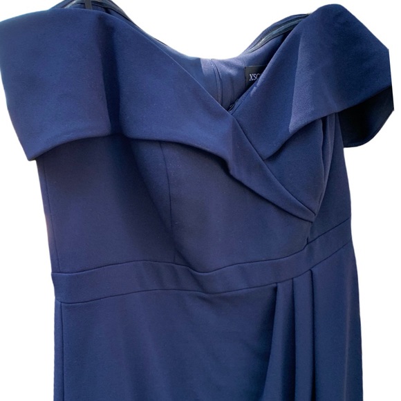 XSCAPE Navy Blue Off the Shoulder Sheath Tulip Gown Plus Size 14W - Picture 15 of 15